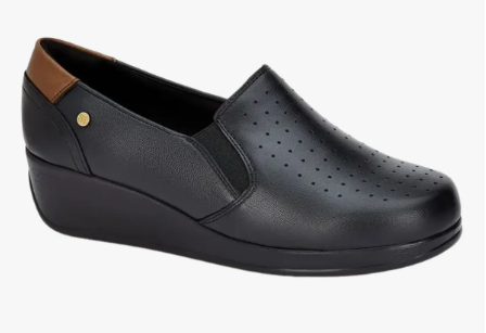 Zapato Mocasín Piel Negro Confort Andrea Casual Cómodo Dama